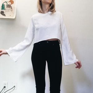 White Bell Sleeve Crop Top